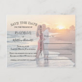 最後のエレガントシンプル写真結婚日付の保存 案内ポストカード (裏面)