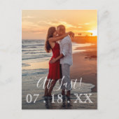 最後のエレガントシンプル写真結婚日付の保存 案内ポストカード (正面)