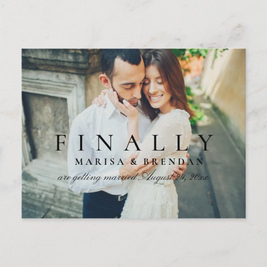 最後のエレガント白黒写真の日付の保存 案内ポストカード (正面)