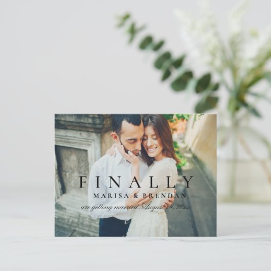 最後のエレガント白黒写真の日付の保存 案内ポストカード (スタンド正面)