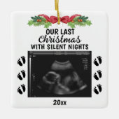 最後のクリスマスと夜の静か超音波写真 セラミックオーナメント (正面)