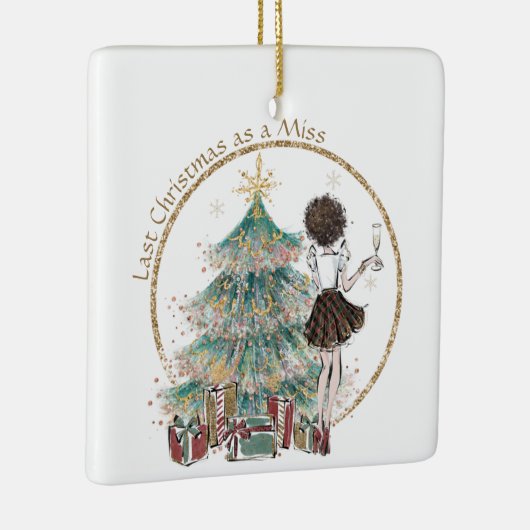 最後のクリスマス恋しく思は |かわいいレディーブラウンのカール セラミックオーナメント (右)