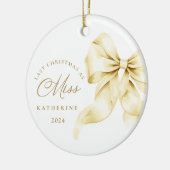 最後のクリスマス恋しく思を金ゴールドリボン セラミックオーナメント (左)