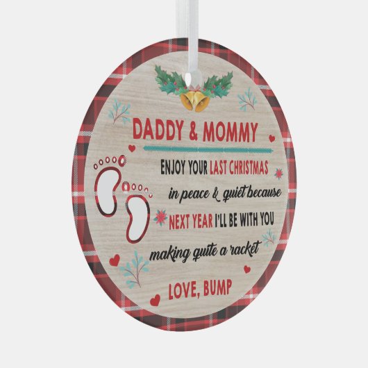 最後のクリスマス楽しむにパパとママ ガラスオーナメント (正面右)
