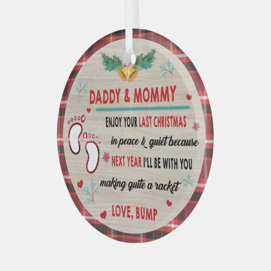最後のクリスマス楽しむにパパとママ ガラスオーナメント (正面左)