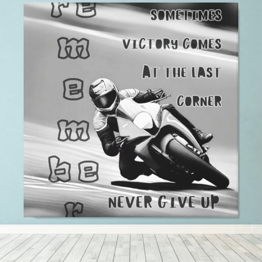 最後のコーナーでの勝利は決して与えモノに近づけない キャンバスプリント (インサイチュ (ウッドフロア))