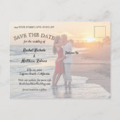 最後のシンプル写真モダン結婚式の日付を保存 案内ポストカード (裏面)