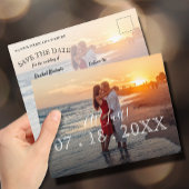最後のシンプル写真モダン結婚式の日付を保存 案内ポストカード