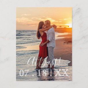 最後のシンプル写真モダン結婚式の日付を保存 案内ポストカード