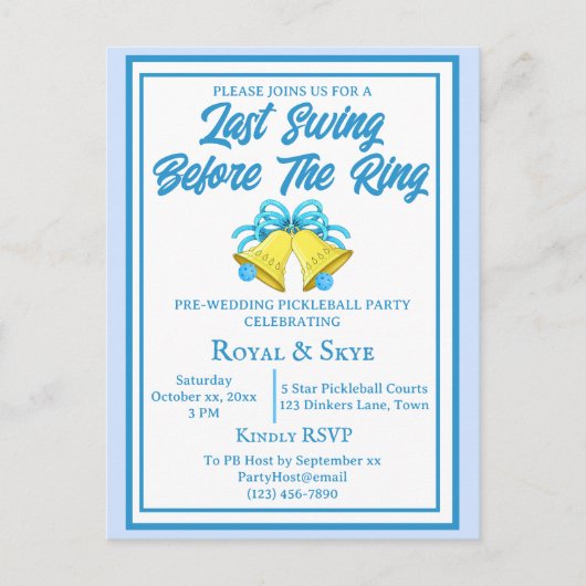 最後のスイングがリングや輪ピックル結婚ボールの青 ポストカード (正面)