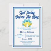 最後のスイングがリングや輪ピックル結婚ボールの青 招待状 (正面)