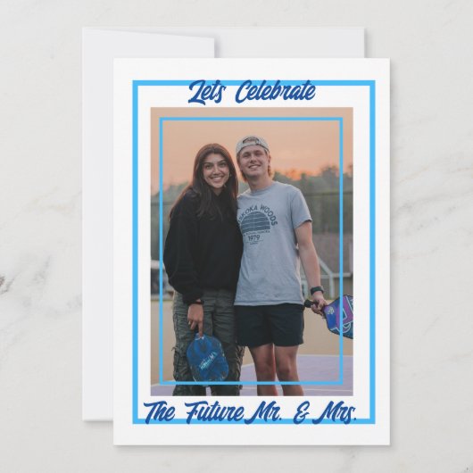 最後のスイングがリングや輪ピックル結婚ボールの青 招待状 (裏面)