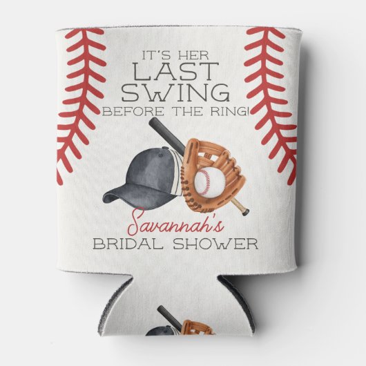 最後のスイングでホームランの ブライダルシャワーのお土産 缶クーラー (正面)