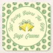 最後のスイングの前にリングや輪セージとクリーム結婚ズ スクエアペーパーコースター (正面)