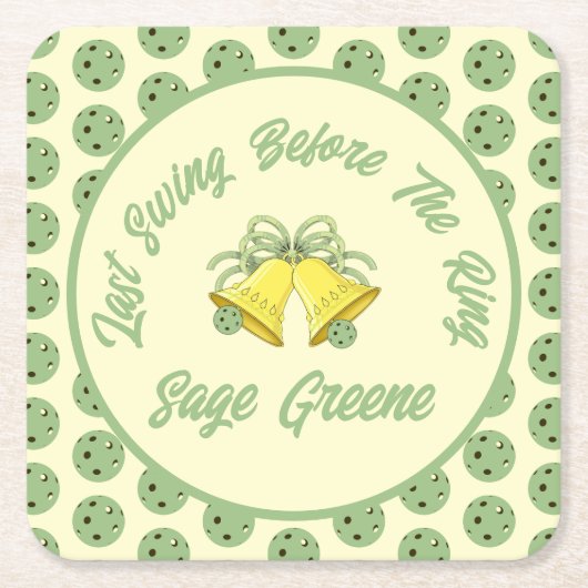 最後のスイングの前にリングや輪セージとクリーム結婚ズ スクエアペーパーコースター (正面)