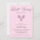 最後のスイングの前にリングや輪ピンクテニスシャワー 招待状 (正面)