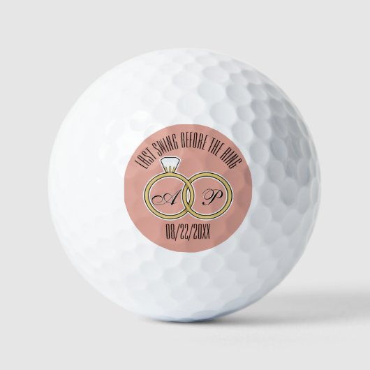 最後のスイングの前にリングや輪結婚披露宴ピンク ゴルフボール (正面)