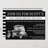 最後のスイングの前にリングや輪!ゴルフバチュラーパーティ 招待状 (正面/裏面)