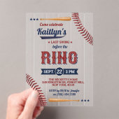 最後のスイングはリングや輪前！野球ブライダルシャワー アクリル招待状 (インサイチュ (ポータブル))
