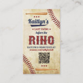 最後のスイングはリングや輪前!野球ブライダルシャワー エンクロージャーカード (正面)