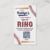 最後のスイングはリングや輪前！野球ブライダルシャワー エンクロージャーカード (正面)