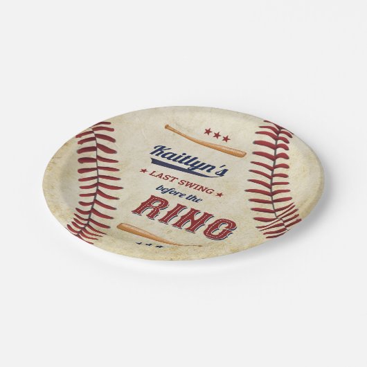最後のスイングはリングや輪前!野球ブライダルシャワー ペーパープレート (アングル)