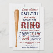 最後のスイングはリングや輪前!野球ブライダルシャワー 招待状 (正面)