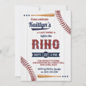 最後のスイングはリングや輪前!野球ブライダルシャワー 招待状 (正面)