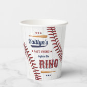 最後のスイングはリングや輪前！野球ブライダルシャワー 紙コップ (裏面)