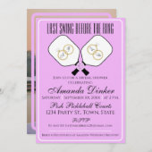 最後のスイング、結婚式前のピックルボール招待 招待状 (正面/裏面)