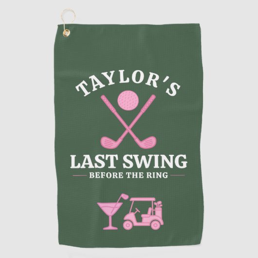 最後のスイング、結婚指輪の前に ゴルフ・バチェロレッテ ゴルフタオル (正面)