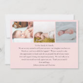 最後のスクリプト4フォトベビーピンク誕生 案内状 (裏面)