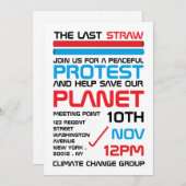 最後のストロー、気候変動の会議ポイント 招待状 (正面/裏面)