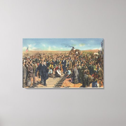 最後のスパイクの駆動 – 鉄道線路 キャンバスプリント (正面)