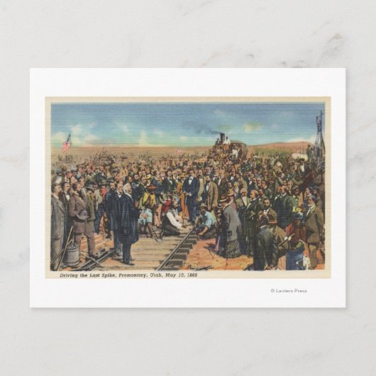 最後のスパイクを打つ - 鉄道の軌道 ポストカード (正面)
