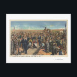 最後のスパイクを打つ - 鉄道の軌道 ポストカード<br><div class="desc">プロモントリー, ユタ州 - 最後のスパイクを打つ - 鉄道の軌道 - プロモントリー, UT は1937年に作成されました. この画像は、ユタ州プロモントリーのシーンを描いています.</div>