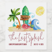 最後のスプラッシュ、ビーチ、サーフィンバチェロレッテ ワインラベル (シングルラベル)