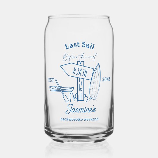 最後のセイルの前のバチェロレッテ週末 ガラス缶 (正面)