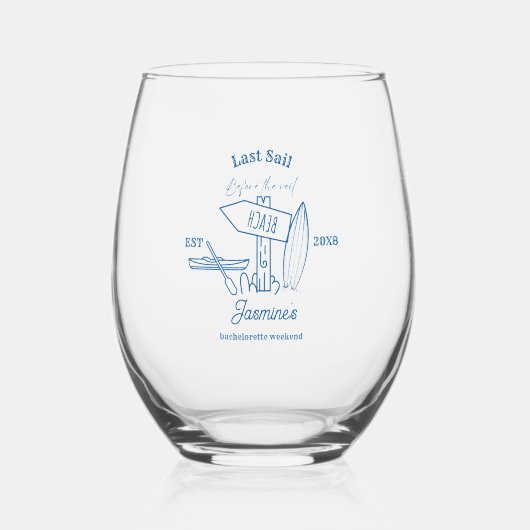 最後のセイルの前のバチェロレッテ週末 ステムなしワイングラス (正面)