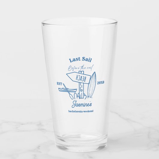 最後のセイルの前のバチェロレッテ週末 タンブラーグラス (正面)