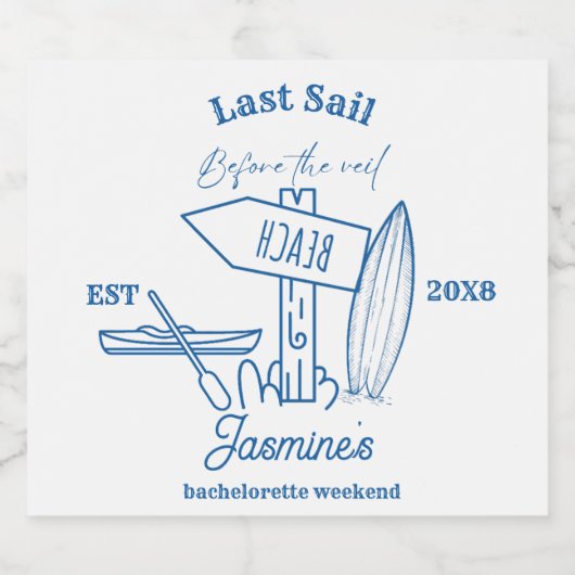 最後のセイルの前のバチェロレッテ週末 リキュールボトルラベル (シングルラベル)