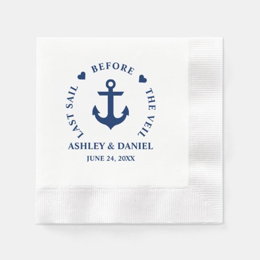 最後のセイルザヴェール航海のハートいかり 縁ありカクテルナプキン (正面)