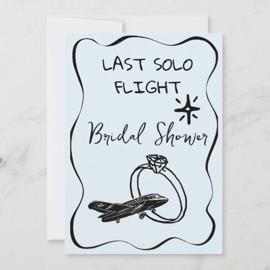 最後のソロフライトのブ描ライダルシャワーの招待 招待状 (裏面)