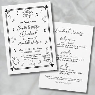 最後のディスコ手書きバチェロレッテ 招待状