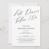 最後のディナー結婚白黒のリハーサル 招待状 (正面)