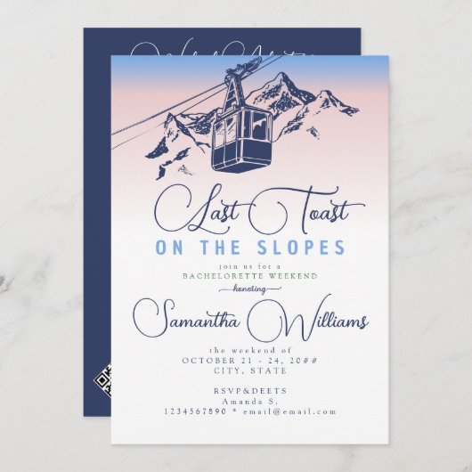 最後のトーストのゲレンススキーバチェロレッテ週末 招待状 (正面/裏面)
