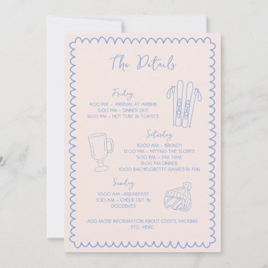 最後のトーストの斜面のバチェロレッテ週末 招待状 (裏面)