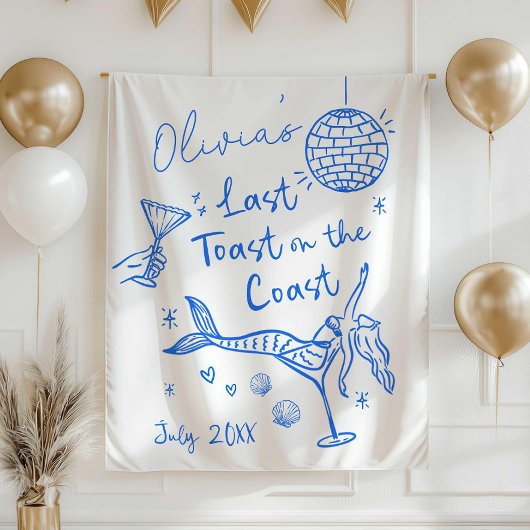 最後のトーストを背景に、ビーチBacheloret タペストリー