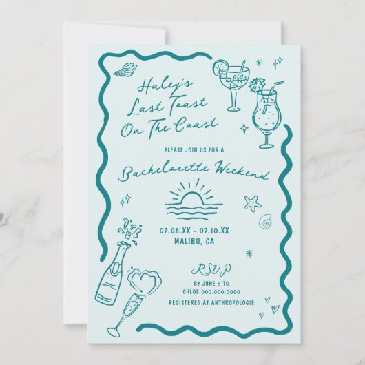 最後のトーストオンザコーストアクアウィークエンドバチェロレッテ 招待状 (正面)