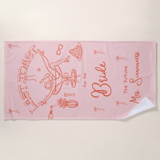 最後のトーストオンザコーストバチェロレッテ名前をカスタムする ビーチタオル (正面)